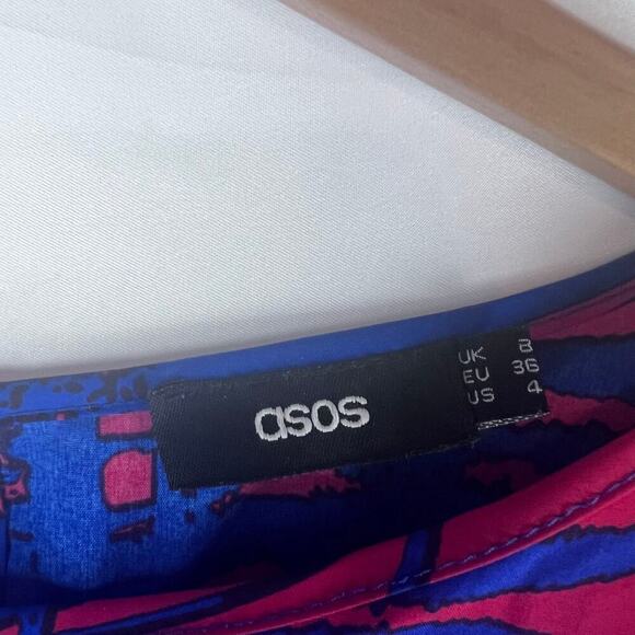 ASOS Women's Mini Jumpsuit with Belt in Red and Blue Romper Size 4 - Picture 6 of 6